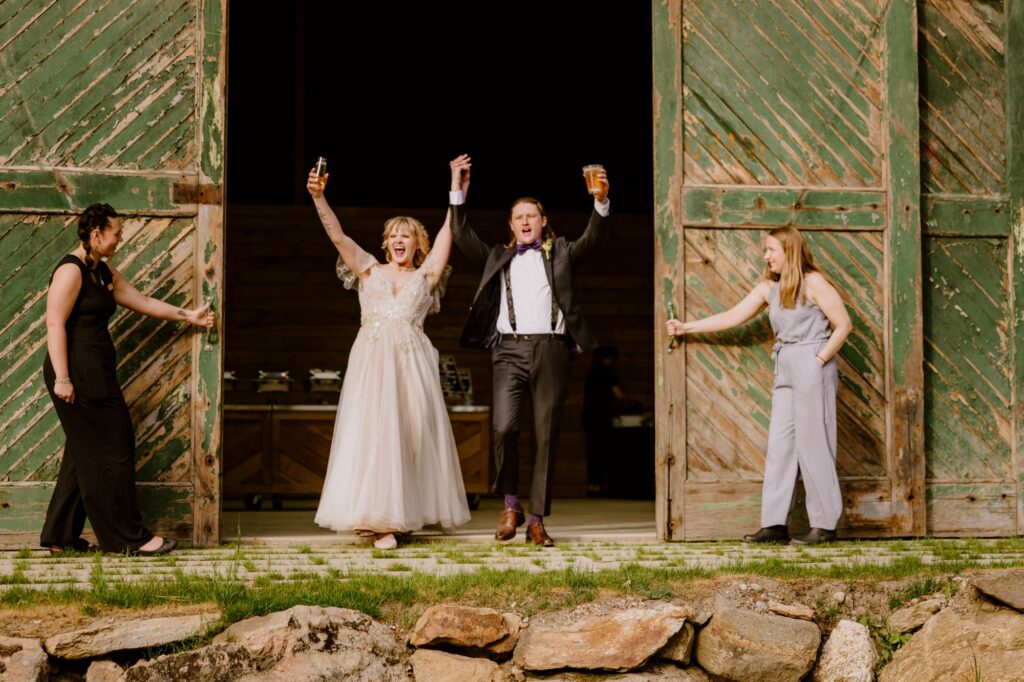 Grand entrance into wedding reception. 