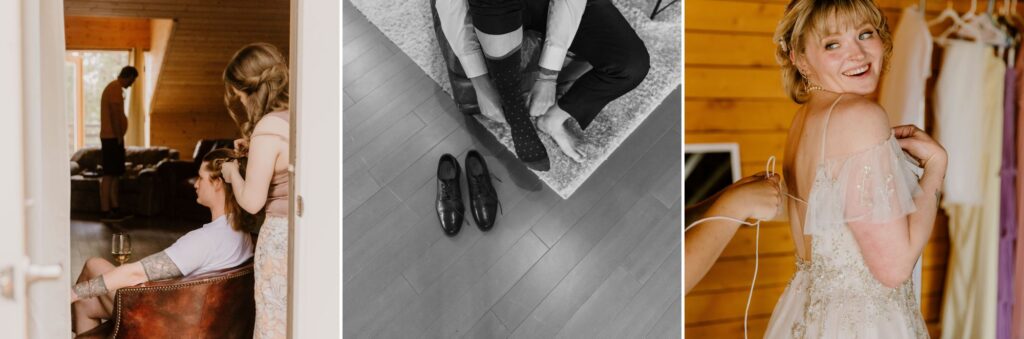 Getting ready on their wedding day 