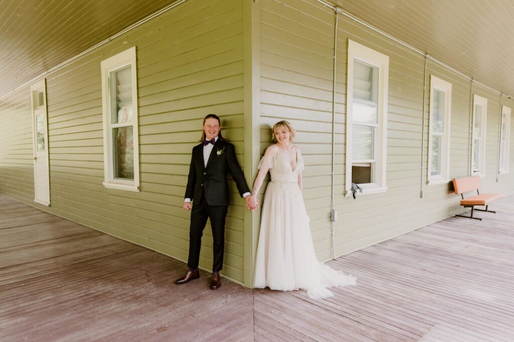 The first look for the bride and groom on their wedding day 